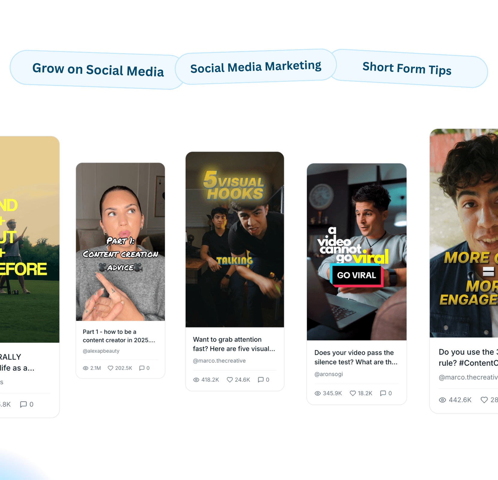 Hunt Search interface showing viral video results